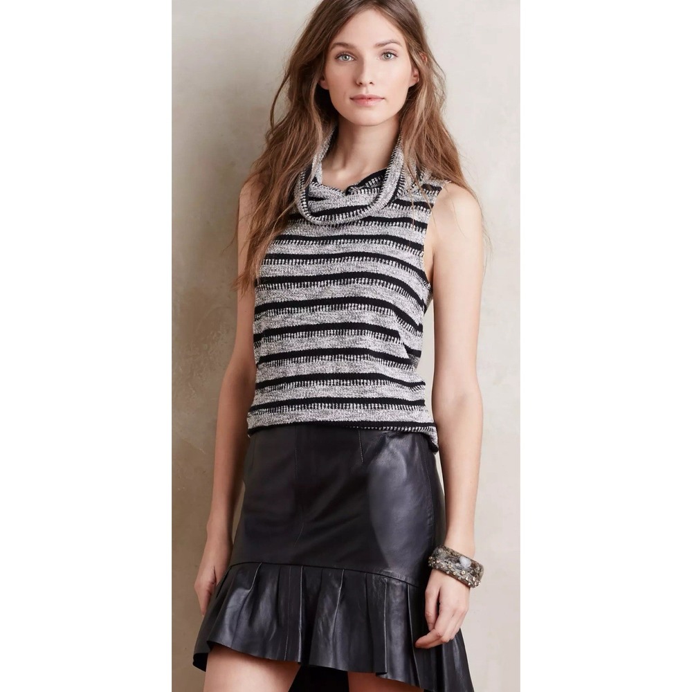 DOLAN Anthropologie‎ Women's Gray Striped Charente Cowl Neck Sweater Size Large
